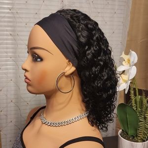 Kinky Curly Human Hair Headband Wig 180% Density